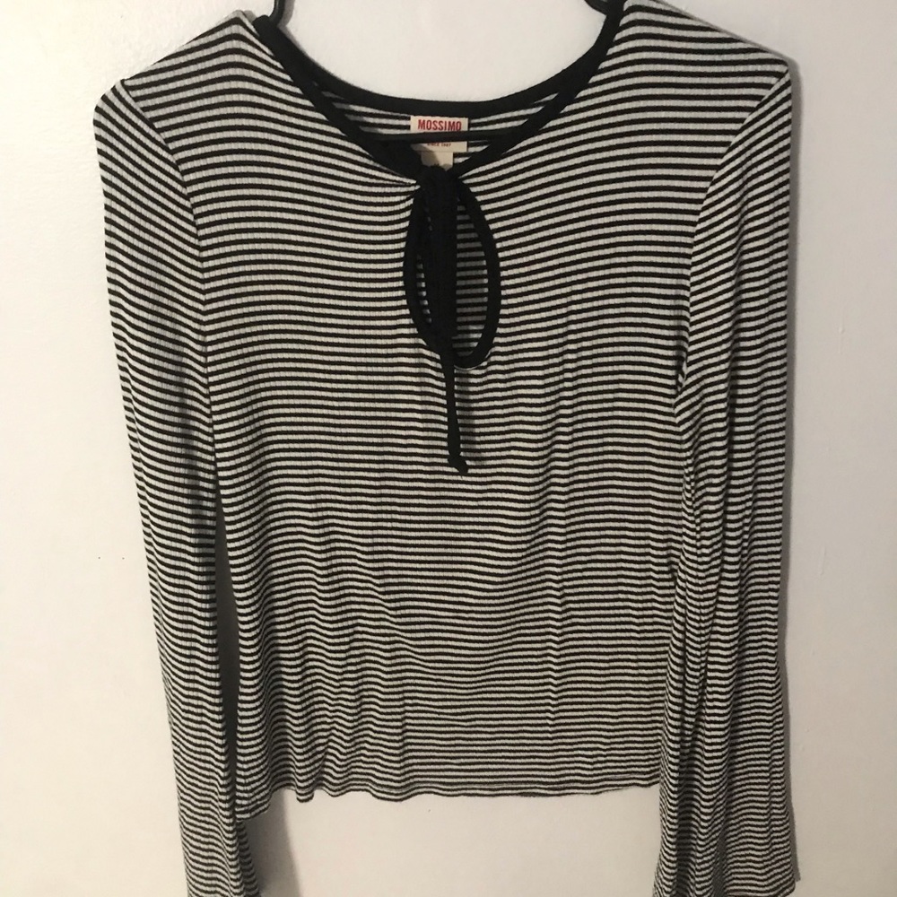 Striped bell bottom sleeve shirt